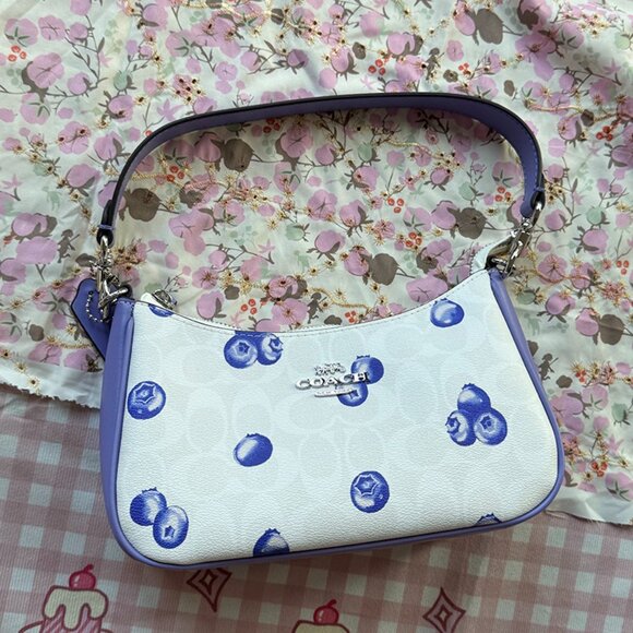 Coach Handbags - Coach Leather Handbag Blueberry Print